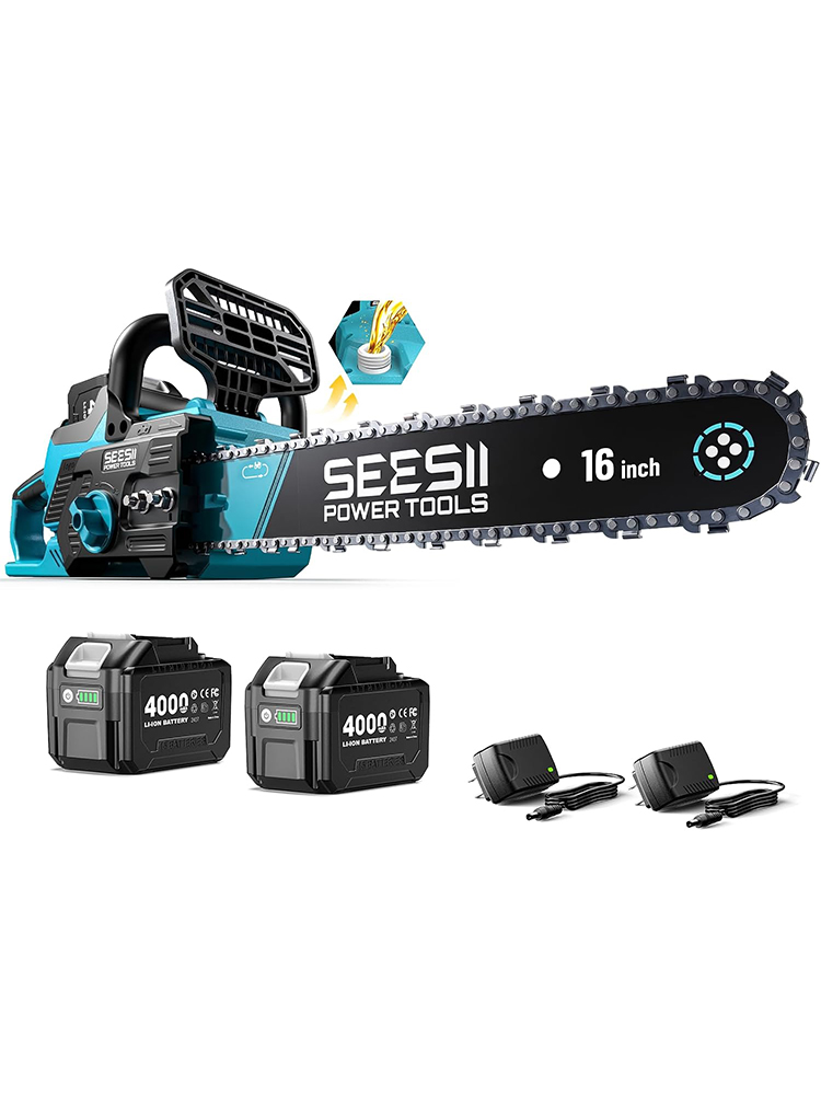Pole Saw Cordless - SEESII 40V16'' Cordless Electric Chainsaw 2000W