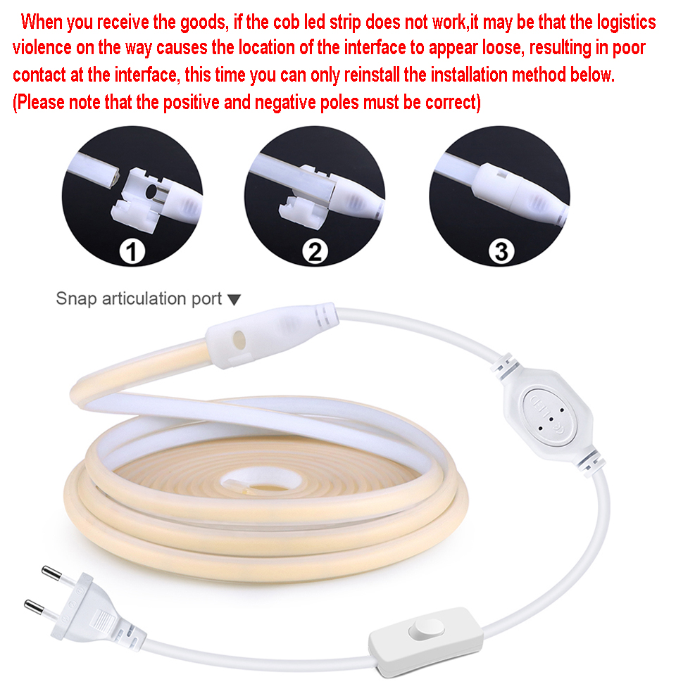 110V 220V Cob LED Strip Light  - огляд і ціна Outdoor Power Strip